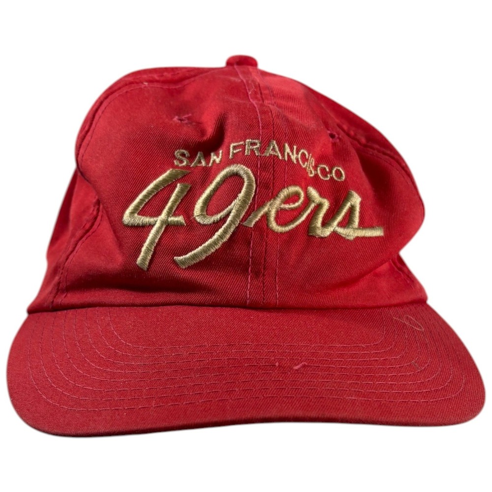 Vintage San Francisco 49ers Snapback Hat Red Gold Script Heritage NFL‎ Cap